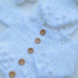 Perfect Little Thing - PRE ORDER Handmade Aran Puff Hoodie Crochet - White