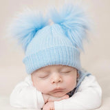 Baby's Blue Double Pom Hat