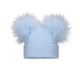 Baby's Blue Double Pom Hat