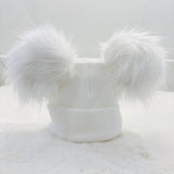 White Double Big Pom Hat