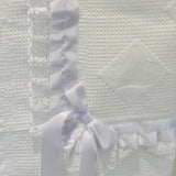 Perfect Little Thing Baby White Lace Ribbon Shawl