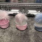 Blue & White Stripe Single Pom Hat