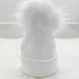 Baby Single White Big Pom Hat