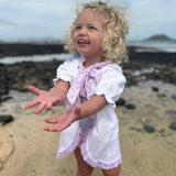 Perfect Little Thing Girls White and Pink Stripe Towelling Coverup