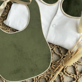 Boys Sage Green Handmade Sleepsuit And Bib