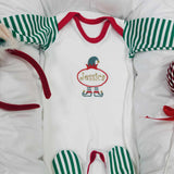 Christmas Green Stripe Babygrow