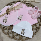 Little Brown Bear Baby Girl's Bear Gift Set - Pink Vest