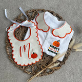 Halloween Pumpkin Handmade Sleepsuit And Bib