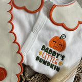 Halloween Pumpkin Handmade Sleepsuit And Bib