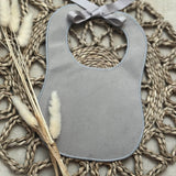 Boys Grey Velvet Handmade Bib
