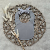 Boys Grey Velvet Handmade Bib