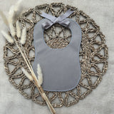 Boys Grey Velvet Handmade Bib