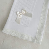 Baby's Lace White Shawl With Cream Trim