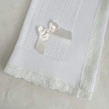 Baby's Lace White Shawl With Cream Trim
