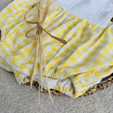 Unisex Lemon Gingham Romper