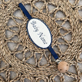 Baby's Round Handmade Navy Blue Dummy Clip