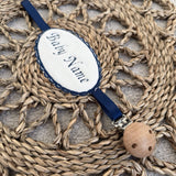 Baby's Round Handmade Navy Blue Dummy Clip