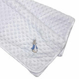 New Peter Rabbit & Flopsy Bunny Dimple Blanket - White Peter