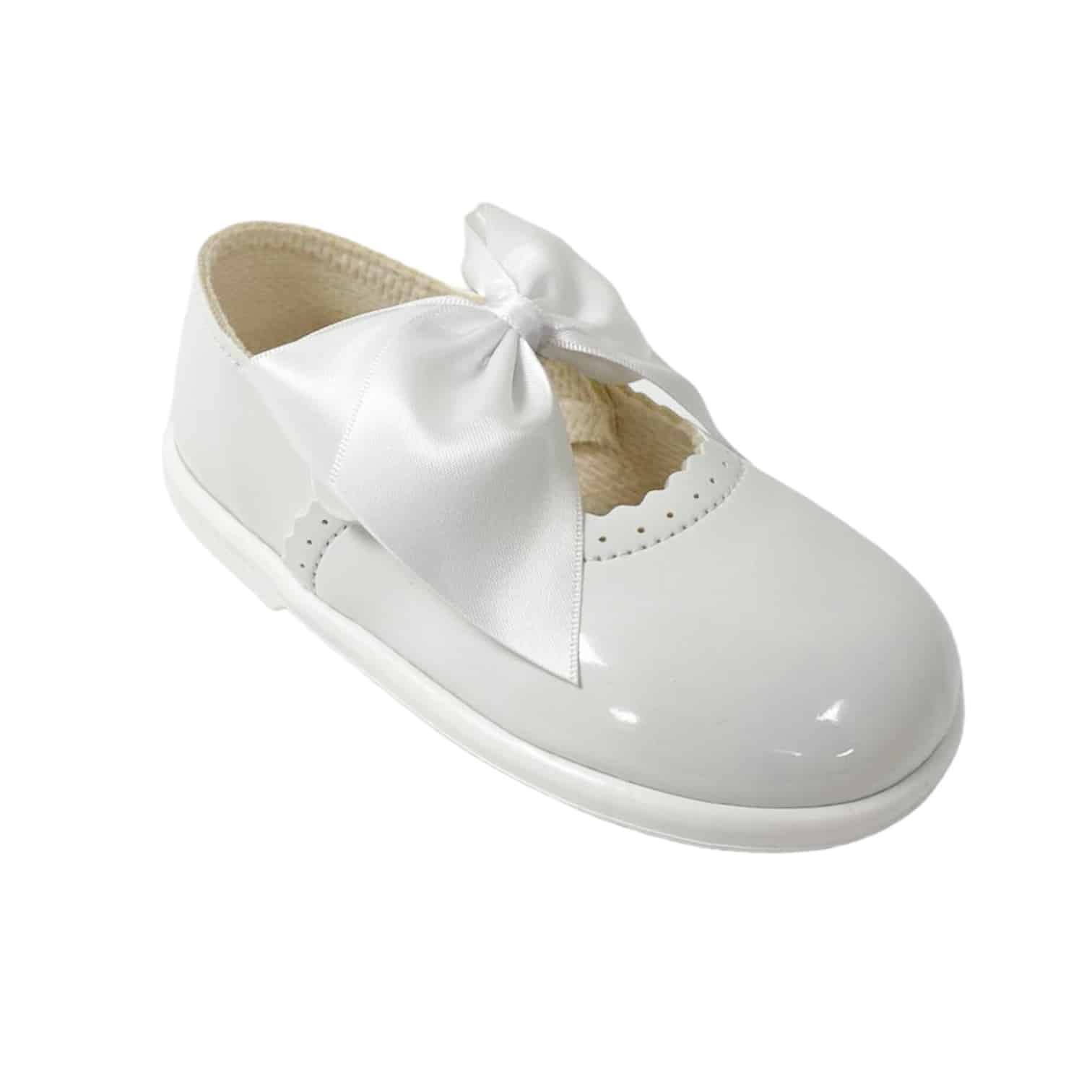Baypods Girls White Big Bow Hard Sole Shoes â Perfect Little Thing