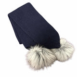 Baby's Navy Raccoon Pom Pom  Scarf