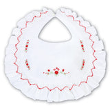 Sarah Louise White & Red Hand Smocked Baby Bib