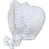 Sarah Louise White Hand Socked Bonnet With Flowers