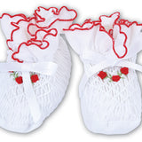 Sarah Louise White & Red Smocked Baby Booties