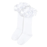 Caramelo Kids Girls Ruffle Trim Knee Socks - White