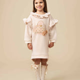 CARAMELO KIDS Girls Beige Handbag Sweatshirt Dress