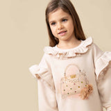 CARAMELO KIDS Girls Beige Handbag Sweatshirt Dress