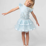 Caramelo Kids Girls Pearl Vanity Top & Tulle Skirt Set - Blue