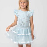 Caramelo Kids Girls Pearl Vanity Top & Tulle Skirt Set - Blue