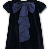 Sarah Louise Girls Navy Velvet Dress