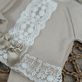 Baby Girls Beige Lace Knitted 3 Piece