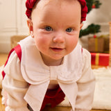 Caramelo Kids Girls Red Dungaree Babysuit Set with Bow Headband