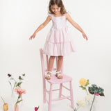 Girls Pink & White Gingham Summer Dress