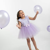 Girls Lilac Cotton and Tulle Dress