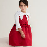 Caramelo Kids Girls Red & White Cotton Dress Set with Bow Hairband