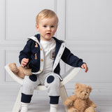 Caramelo Kids Boys Navy Blue Cotton Teddy Tracksuit Set