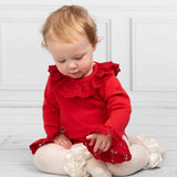 CARAMELO KIDS Frilly Trim Long Sleeve Vest - Red