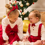 Caramelo Kids Baby Boys Red & Ivory Cotton Shorts Set with Bow Tie