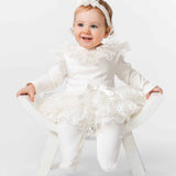 CARAMELO KIDS Baby Girls Ivory Cotton & Tulle Babygrow