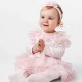 CARAMELO KIDS Baby Girls Pink Cotton & Tulle Babygrow