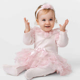 CARAMELO KIDS Baby Girls Pink Cotton & Tulle Babygrow