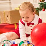 Caramelo Kids Baby Boys Red & Ivory Cotton Shorts Set with Bow Tie