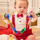 Caramelo Kids Baby Boys Red & Ivory Cotton Shorts Set with Bow Tie