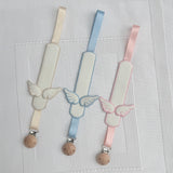 Personalised Angel Wings Dummy Clip | Handmade Baby Dummy Holder UK
