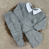 Baby Boy's Grey Pom Spanish Knitted Outfit