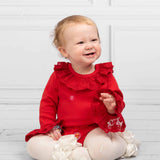 CARAMELO KIDS Frilly Trim Long Sleeve Vest - Red