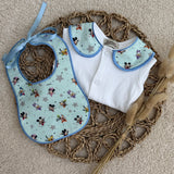 Baby’s Unisex Micky & Minnie Handmade Sleepsuit & Bib Set